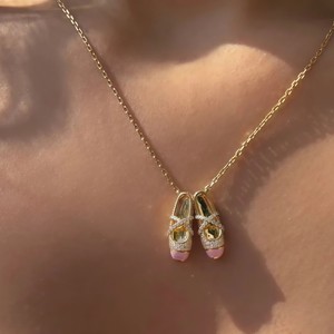 2026 Fashionable 18K Gold Plated <b>Copper</b> Necklace Zircon Ballet Shoes Pendant for Unisex Gift - Product Image 1