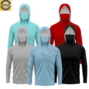Camisa de Pesca Personalizada con Logotipo Serigrafiado y Termosellado, Protección Solar UPF 50, Manga Larga, con Capucha, Color Sólido, para Hombre - Product Image 1