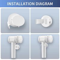 Ensemble de brosses de nettoyage électriques sans fil avec manche extensible rotatif, brosse de toilette portable en plastique pour la maison et la salle de bain