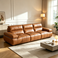 Ensemble de meubles de salon de luxe moderne, nouveau design, canapé inclinable avec porte-gobelets, fonction USB, en cuir électrique