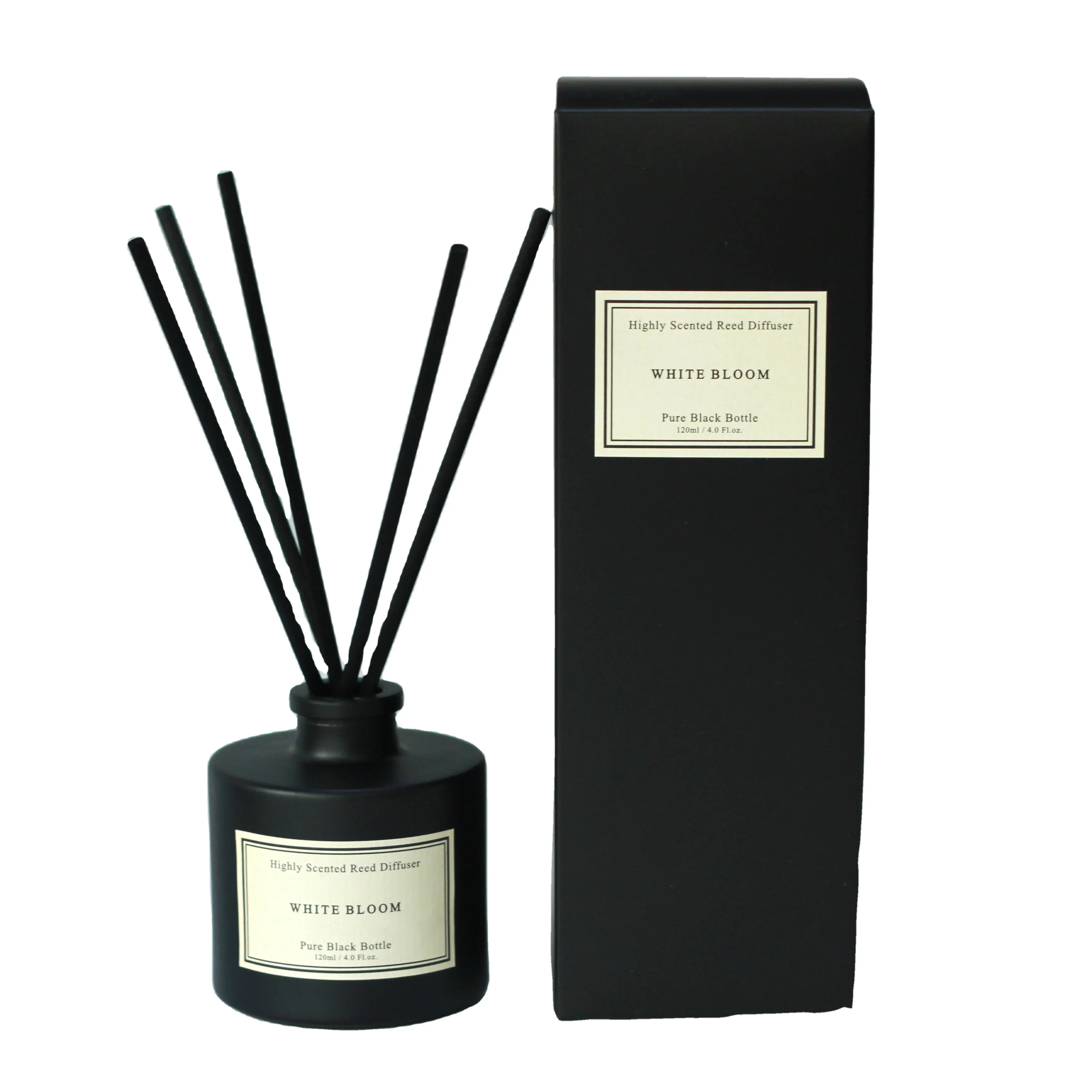 Raymeel Hot Sale Popular Fragrance 100ml essential oil reed diffuser private label with sticks black style
