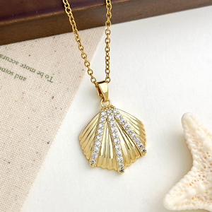Ocean Shell Real Gold Plated <b>Copper</b> Clavicle <b>Chain</b> Minimal Vacation Beach Necklace For Women Trendy Ladies Jewelry - Product Image 5
