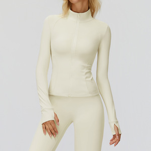 Veste de yoga à <span class=keywords><strong>demi</strong></span>-zip ajustée, à séchage rapide, hautement élastique, pour le sport, la salle de sport, les vêtements de sport, avec trous pour les pouces, haut de yoga - Product Image 6