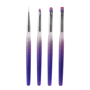 Ensemble de pinceaux pour nail art UV, plats et ronds, manche acrylique, poils en nylon, pour peinture, liner, manucure, salon, décoration des ongles - Product Image 5