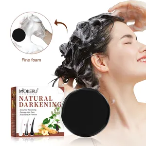 Mokeru高品质发皂灰色至黑发产品无粘头皮接受定制标签黑色肥皂