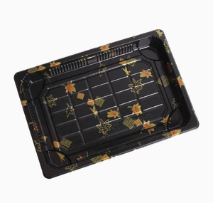 Conteneur d'emballage alimentaire en PET noir carré/rectangulaire jetable de haute qualité avec motif personnalisé pour les sushis et les sandwichs - Product Image 1