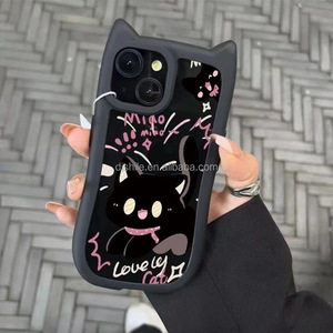 Coque de protection d'oreille de <span class=keywords><strong>chat</strong></span> personnalisable pour iPhone 16 Pro Max Coque de téléphone <span class=keywords><strong>petit</strong></span> <span class=keywords><strong>chat</strong></span> <span class=keywords><strong>noir</strong></span> pour iPhone 15/14 Pro - Product Image 2