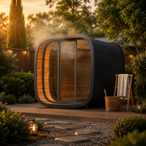 <span class=keywords><strong>Sauna</strong></span> Esterna Tradizionale ed Elegante per 4-6 Persone, in Abete Carbonizzato/Cedro Rosso, Riscaldata <span class=keywords><strong>a</strong></span> <span class=keywords><strong>Legna</strong></span>, Stile Cubo - Product Image 1