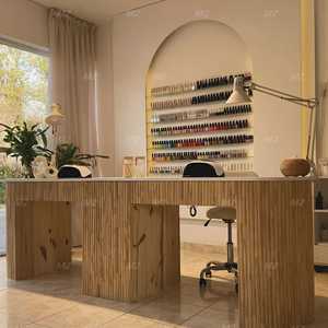 M2 Modern Nail Shop Beauty Salon Double Wood Manicure <strong>Table</strong> with Dust Collector, <strong>Socket</strong>, More Storage Nail <strong>Table</strong> - Product Image 5