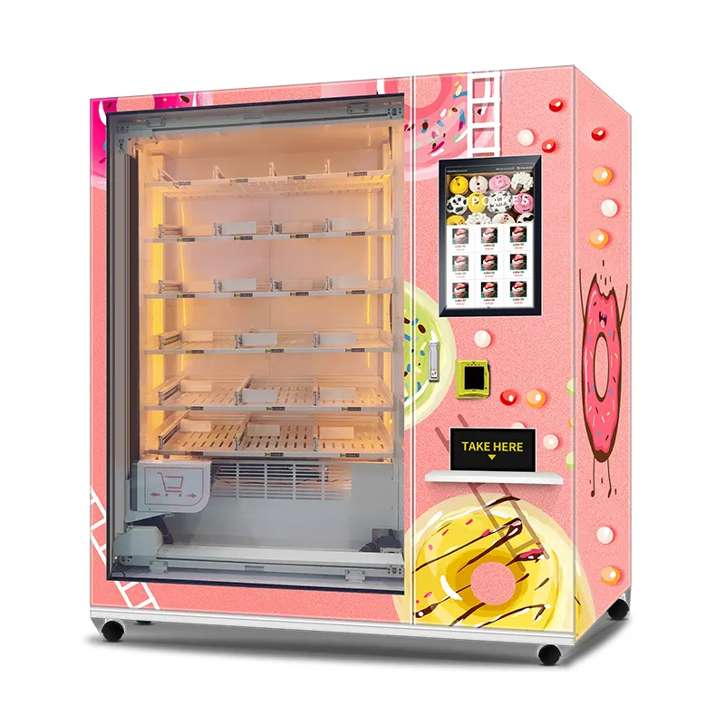 XY Axis Lift System Réfrigérateur Cupcake Distributeur automatique Salade Distributeur automatique d'aliments frais avec écran tactile de 21,5 pouces