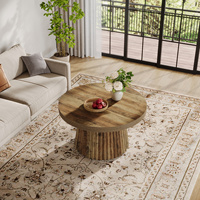 Table basse ronde moderne en bois de noyer très vendue Meubles de salon avec base en bois Table d'appoint de canapé circulaire pour hôtels