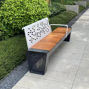 2024 novo design de cadeira de banco de aço inoxidável para bancos de parque ao ar livre de rua