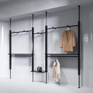 Espositore per Abbigliamento di Lusso in Acciaio Inossidabile, Design Smontabile Salvaspazio, Portatile per Garage e Negozi di Abbigliamento, Nero - Product Image 2