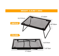 Barbecue de camping portable pliable noir en acier émaillé avec chariot, dispositif de sécurité flamme et hauteur réglable facilement