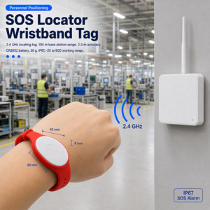 สายรัดข้อมือ RFID แบบแอคทีฟ 2.4GHz พร้อมปุ่ม SOS ระยะ 100 เมตร แบตเตอรี่ใช้งานได้ 1 ปี สำหรับติดตามบุคลากรในสถานที่ก่อสร้าง - Product Image 1