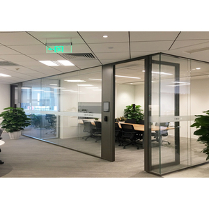 Hot selling door Black color alloy aluminum frame glass partition Glass Wall Office Partitions for wholesales