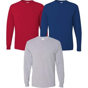 Men Long Sleeve <b>T</b>-<b>Shirt</b> 100 Cotton Jersey Blank Quick Dry <b>Multipack</b> Set - Product Image 1