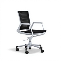 Chaise de bureau moderne en maille, réglable en hauteur, pivotante, avec base à cinq étoiles, structure en plastique et accoudoirs