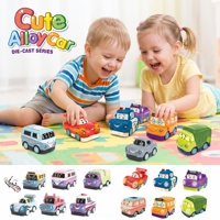 Mini Voiture Mignonne en Métal Moulé sous Pression avec Lumières et Musique, Petit Véhicule Jouet en Alliage à Tirer en Arrière, Bus, Voiture de Course de Police pour Enfants, Cadeau