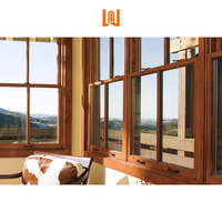 Ventana de Doble Hoja de Aluminio y Madera Combinada para Múltiples Unidades, Ventana de Doble Hoja para Sala de Estar, Ventana de Doble Hoja de Aluminio y Madera