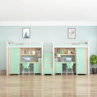 XIGYC-003 Table de lit étudiante moderne personnalisable avec armoire intégrée, lit superposé surélevé en fer pour dortoir, chambre double économique, appartement