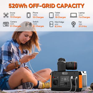 แบตเตอรี่สำรองพลังงานแสงอาทิตย์แบบพกพา 520Wh คลื่นไซน์บริสุทธิ์ พร้อมพอร์ต Type-C USB สำหรับโทรศัพท์และแล็ปท็อป - สถานีพลังงานแบบพกพา AC P60 - Product Image 5