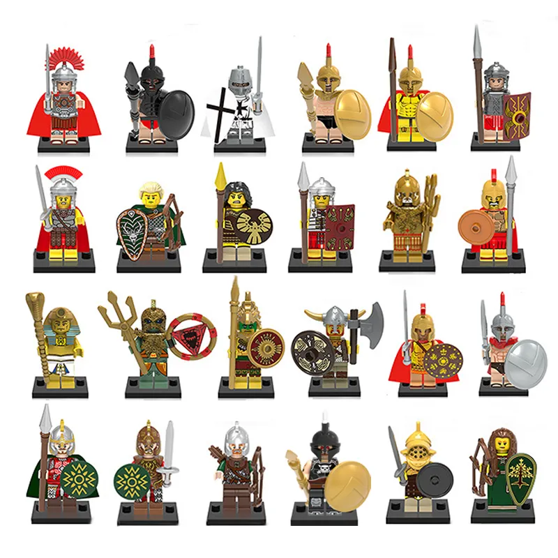 Bloques de construcción de Guerrero romano, castillo Medieval, caballeros, mini guerreros romanos, cruzada, Juguetes