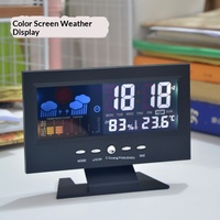 Horloge météo grand écran avec affichage lumineux, moniteur de température et d'humidité, commande vocale, pour chambre et bureau