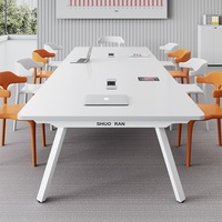 HYZ-237X Ensemble de table et de chaises de conférence en bambou moderne pour 8 personnes, design anti-basculement, résistant à la corrosion, utilisation au bureau/salle de formation