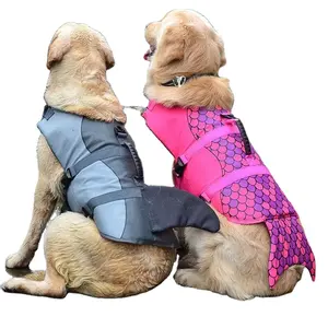 Chaleco Salvavida Perros ชุดว่ายน้ำสำหรับสุนัข,ชุดว่ายน้ำสำหรับสัตว์เลี้ยงเสื้อชูชีพว่ายน้ำรูปปลาฉลามนางเงือก