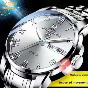 <span class=keywords><strong>Montre</strong></span> à <span class=keywords><strong>quartz</strong></span> pour homme, boîtier en métal, bracelet en acrylique, étanche, lumineuse, double calendrier, tendance, étudiant, grand cadran, 41 mm - Product Image 2