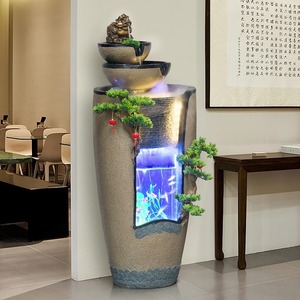Chinese Style Floor Standing Water Fountain With Led Light For Living Room Entryway Feng Shui Decoration - Product Image 1