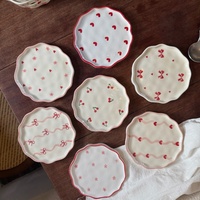 Ins Style Bloemmotief Handgeknoopte Onregelmatige Keramische Borden Ecologische Snack- en Dessertbord met Prachtige Designs