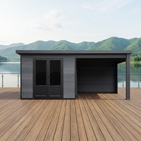 Casas de Madera y Acero Modernas Serie D, Caseta de Jardín, Cobertizos Resistentes con Vidrio a Prueba de Balas y Protección UV, para Apartamentos y Villas