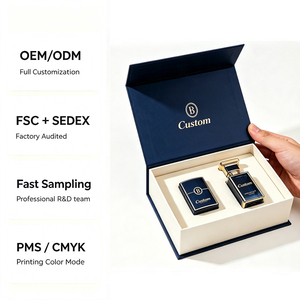 Boîte à parfum rigide à fermeture magnétique personnalisée avec insert en pulpe pressée à froid et logo en feuille d'or, emballage en papier de luxe, fabricant OEM - Product Image 2