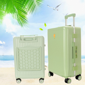 Travel Suitcase Apple Green <b>Pc</b> Material Aluminum Frame Swivel <b>Wheels</b> Business Travel Large Capacity Student Use - Product Image 1