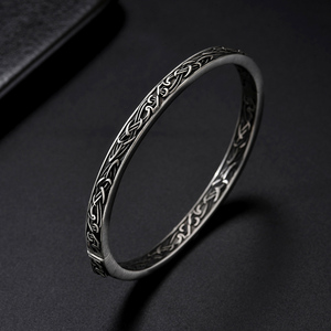 Bracelet en acier inoxydable vintage à motif végétal sculpté pour homme, style nordique, nœud triangulaire viking, rune Odin <span class=keywords><strong>Aegis</strong></span>, bijoux punk - Product Image 4