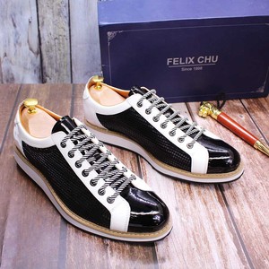 Chaussures en cuir pour hommes pour les soirées branchées - Combinaison de couleurs noir et blanc, style décontracté, bout pointu, fabriquées à la main - Product Image 3