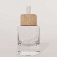 Flacons carrés transparents en verre de 30/50 ml avec bouchon en bois – Emballage vide pour soins naturels, finition mate, sérigraphie