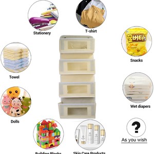 Sac de rangement suspendu multi-couches en tissu non tissé pour porte, organisateur de garde-robe à cinq niveaux pour vêtements et jouets, type crochet, gris kaki - Product Image 2