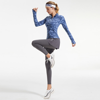 Veste de sport pour femme grande taille à manches longues, séchage rapide, col zippé, coupe courte, pour yoga et athlétisme, ajustée