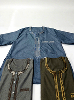 CCY Maroc Enfants Garçons Thobe Brodé Musulman à Manches Courtes Qamis Jubba Robe Moyen-Orient Aïd Abaya Vêtements de Fête pour Enfants