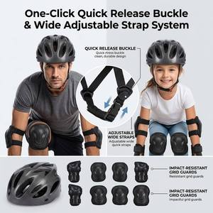 Ensemble de protection pour le <span class=keywords><strong>roller</strong></span> pour adultes et enfants : casque, protège-poignets, genouillères pour vélo d'équilibre et longboard - Product Image 5