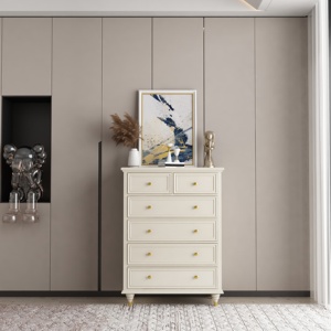<span class=keywords><strong>Commode</strong></span> de rangement en bois massif <span class=keywords><strong>blanc</strong></span> de style américain <span class=keywords><strong>avec</strong></span> plusieurs tiroirs et pieds tournés pour l'organisation de la maison - Product Image 2