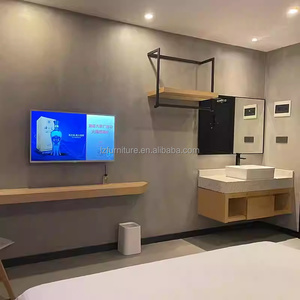 Customized Low Priced Hotel Project Furniture Bedroom Sets Wooden Bed Frame With Nightstands Headboard Vanity <b>Unit</b> & <b>TV</b> Console - Product Image 3