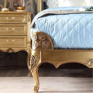 <span class=keywords><strong>Letto</strong></span> <span class=keywords><strong>Matrimoniale</strong></span> in Legno Massello Stile Francese, <span class=keywords><strong>Oro</strong></span> Anticato, 1,8m, Imbottito e Intagliato, <span class=keywords><strong>Letto</strong></span> Nuziale Europeo, <span class=keywords><strong>Letto</strong></span> Principessa con Testiera Trapuntata in Tessuto - Product Image 5