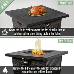 Enjoy 28'' Square Steel Propane/Natural Gas <b>Fire</b> <b>Pit</b> <b>Table</b> with Glass 50000BTU Eco-Friendly Outdoor - Product Image 5