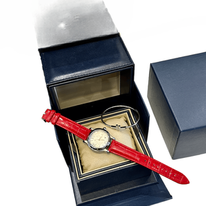 Montre à quartz pour femme avec bracelet en cuir rouge, cadran rond, montre-bracelet élégante et décontractée pour femme, à porter au quotidien, Chopards - Product Image 3