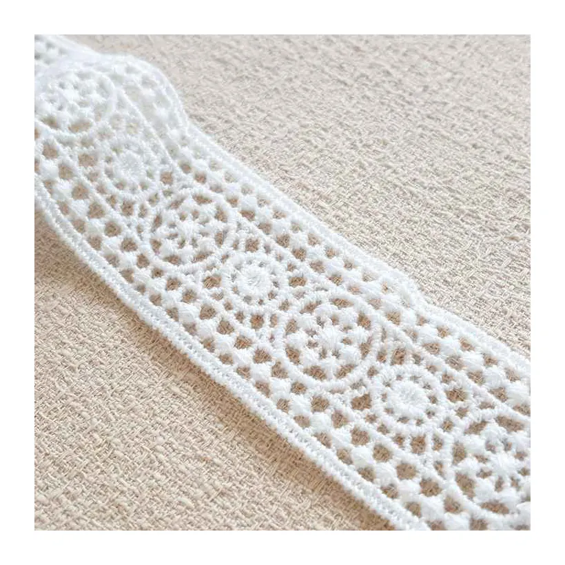 wholesale Embroidery knitted lace Fabric white tule mesh dentelle polyester cheap lace bridal trim