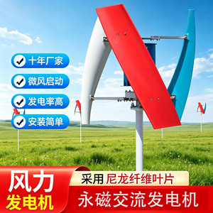 เครื่องกำเนิดไฟฟ้าพลังลมแกนตั้ง 300 วัตต์ ระบบไฮบริดพลังงานแสงอาทิตย์และลม สำหรับไฟถนน ระบบกล้องวงจรปิด พลังงานทดแทน - Product Image 3